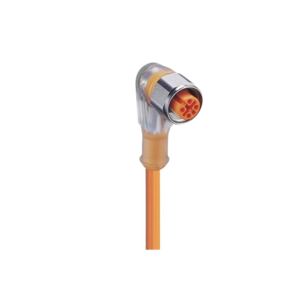 M12 A-coded Female angled LED PVC Orange F-B
